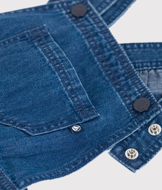 Abito salopette in denim bambina blu