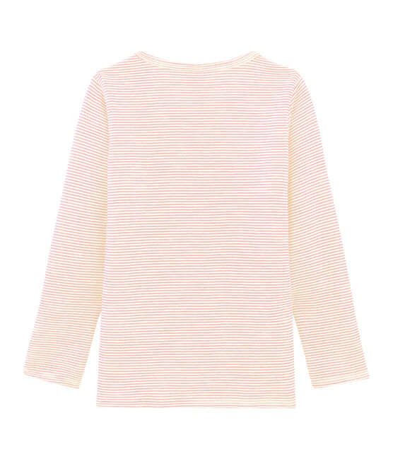 T-shirt a maniche lunghe in lana e cotone da bambino rosa CHARME/bianco MARSHMALLOW