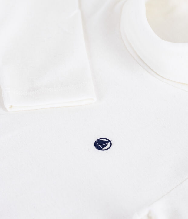 Dolcevita in cotone tinta unita bambino bianco