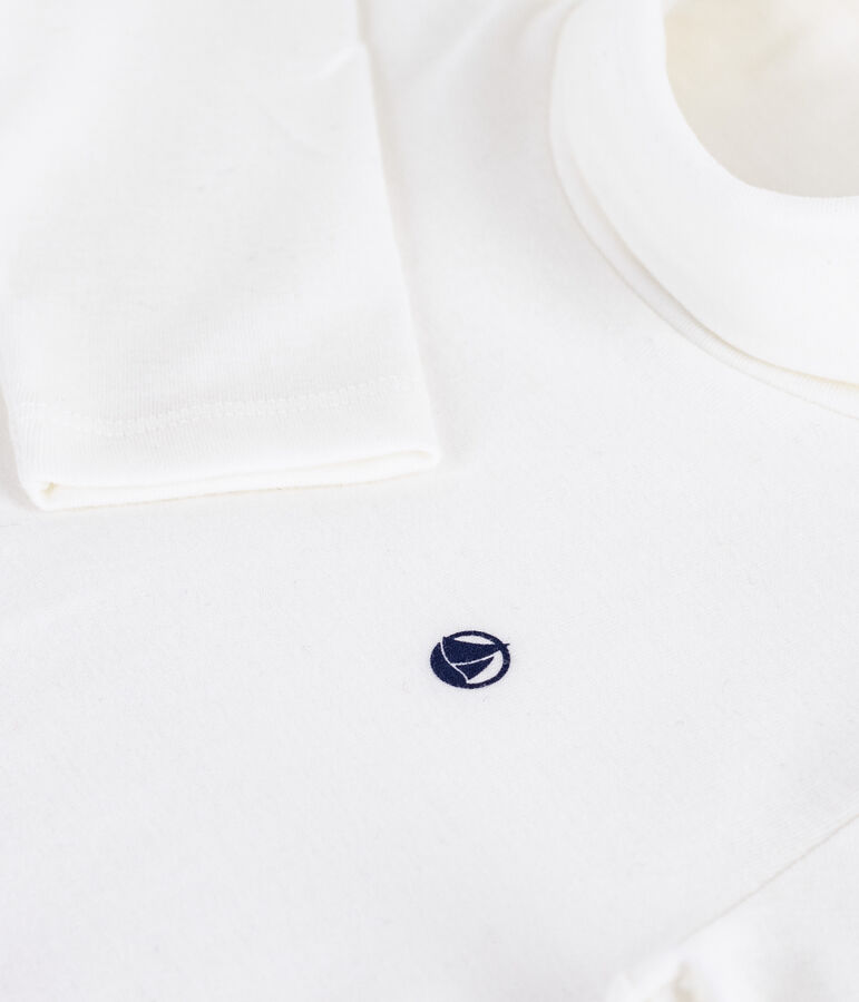 Dolcevita in cotone tinta unita bambino bianco