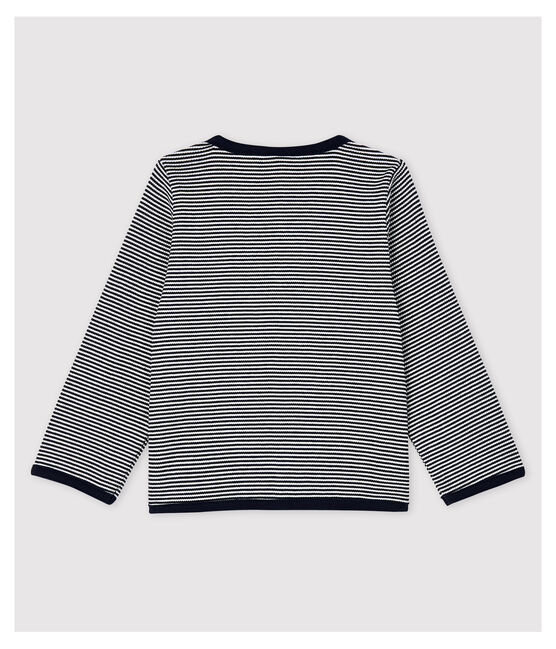 Cardigan millerighe a costina 2x2 bebè femmina blu SMOKING/bianco MARSHMALLOW
