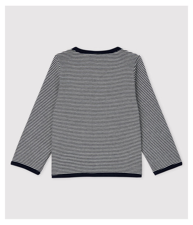 Cardigan millerighe a costina 2x2 beb&egrave; femmina blu/bianco