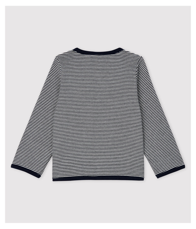Cardigan millerighe a costina 2x2 beb&egrave; femmina blu/bianco