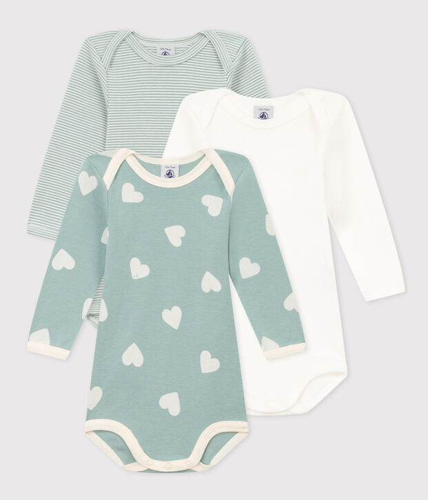 Confezione da 3 body beb&egrave; a maniche lunghe in cotone a cuori multicolore