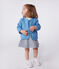 Giacca neonato in cotone trapuntato con stampa a fiorellini blu ALASKA/bianco MARSHMALLOW