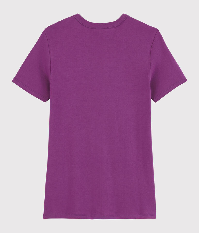 T-shirt girocollo iconica in cotone Donna viola HIBISCUS