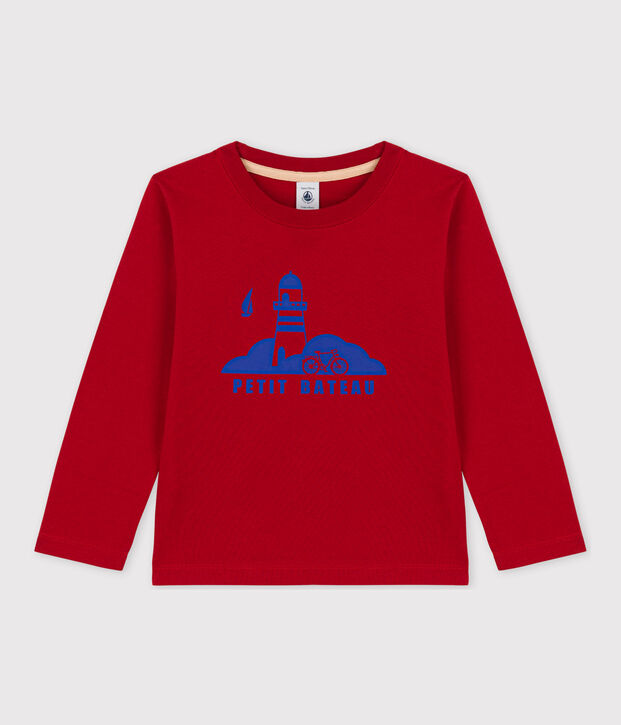 T-shirt bambino a maniche lunghe in cotone rosso