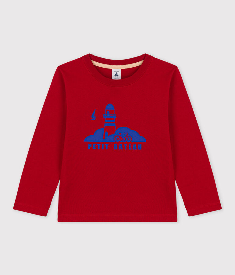 T-shirt bambino a maniche lunghe in cotone rosso