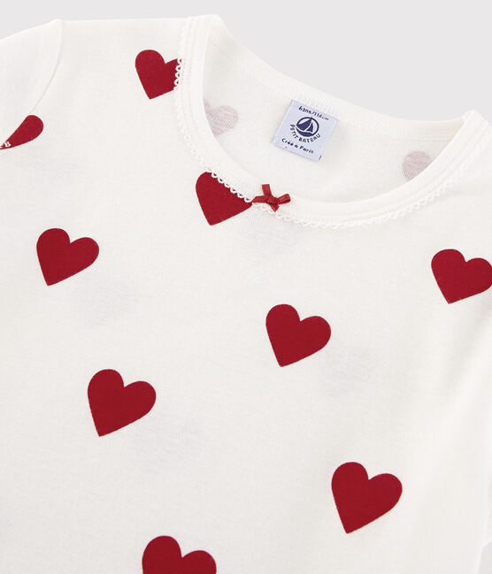 Camicia da notte bambina in cotone motivo cuore bianco MARSHMALLOW/rosso TERKUIT