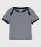 T-shirt bebè a maniche corte millerighe in cotone biologico blu SMOKING/bianco MARSHMALLOW