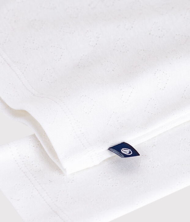 Dolcevita in cotone traforato con stampa bambina bianco