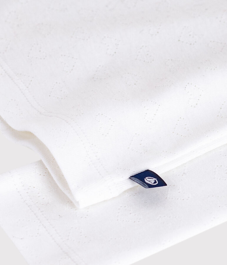 Dolcevita in cotone traforato con stampa bambina bianco