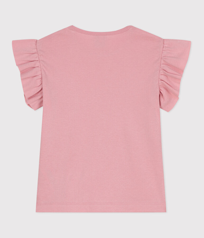 T-shirt a maniche corte in cotone tinta unita bambina rosa