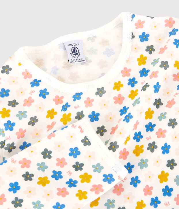 Pigiama a fiori fosforescenti bambina in cotone bianco/multicolore