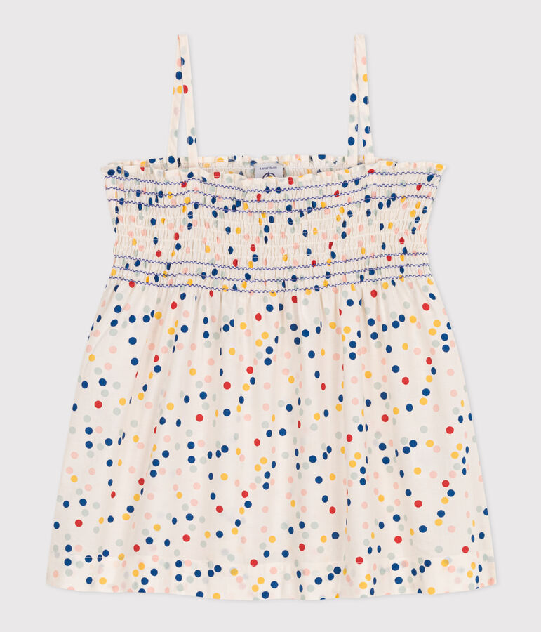 Blusa senza maniche in cotone bambina bianco/multicolore