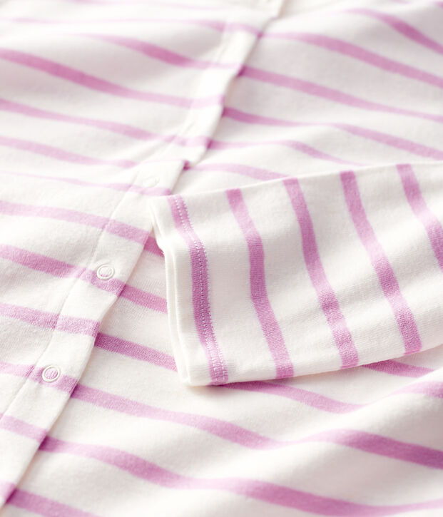 Cardigan in cotone/lino a righe Donna bianco/rosa