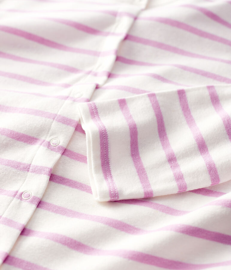 Cardigan in cotone/lino a righe Donna bianco/rosa