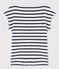 T-shirt donna in lino rigata bianco LAIT/blu SMOKING