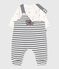 Set composto da salopette a righe marinière e body con stampa neonato bianco MARSHMALLOW/blu SMOKING