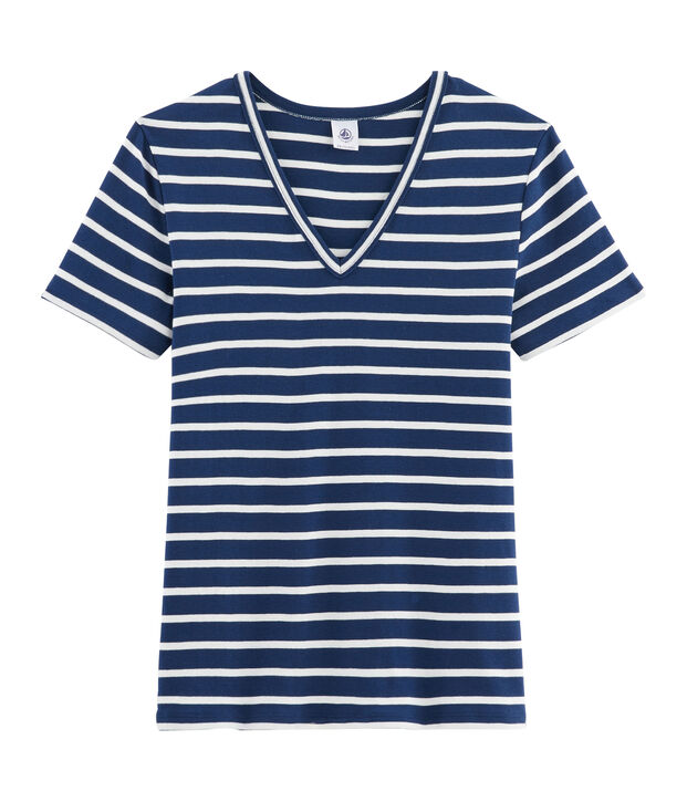 T-shirt iconica donna blu/bianco