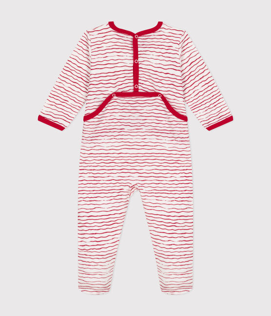 Tutina pigiama neonato in ciniglia bianco ECUME/ CORRIDA