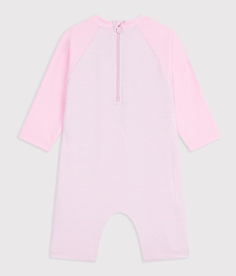 Tutina da bagno anti uv neonato rosa/bianco