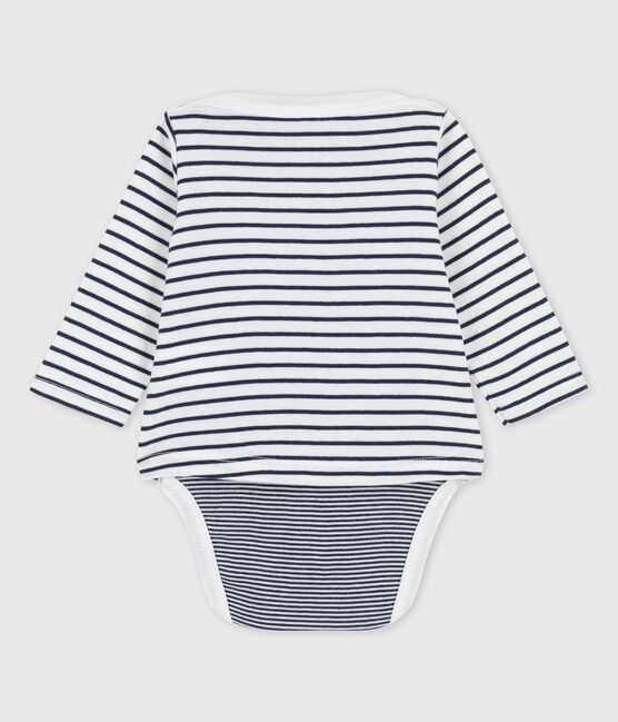 Body marinière bebè in cotone biologico bianco MARSHMALLOW/blu SMOKING