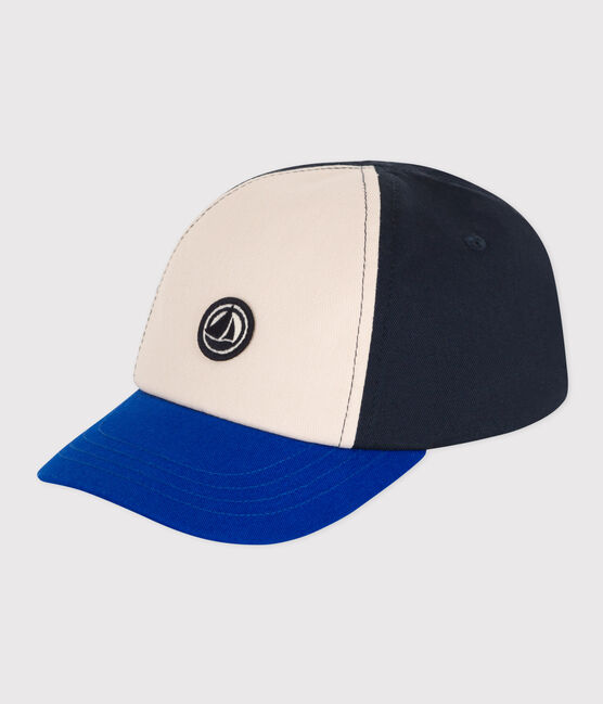 Cappellino con visiera in cotone bebè blu SMOKING/bianco MULTICO