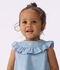 Blusa senza maniche in chambray di cotone ricamato neonato blu
