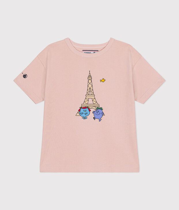T-shirt Monsieur Madame in cotone bambino rosa