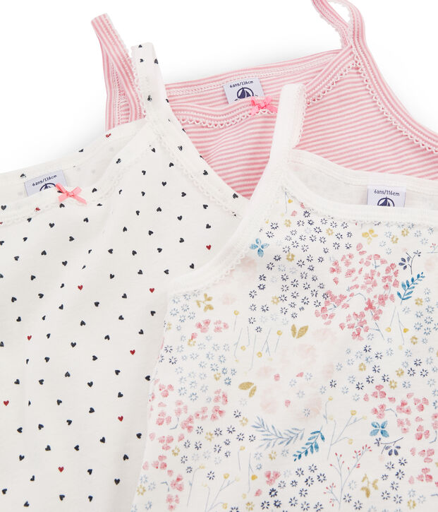 Trio di canottiere con spalline bambina multicolore