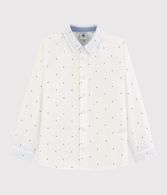 Camicia a manica lunga in popeline bambino bianco MARSHMALLOW/blu SMOKING