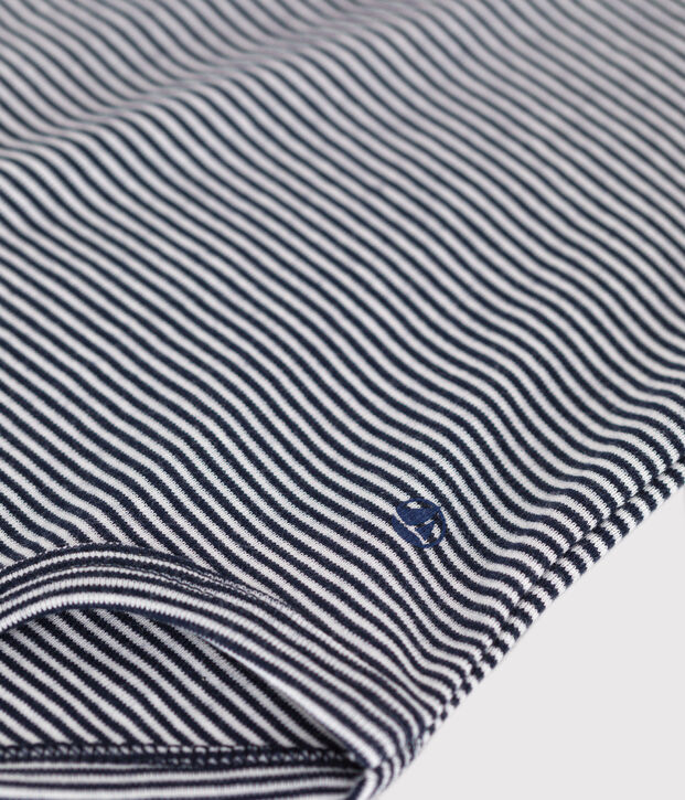 Body con colletto a polo in cotone a righe neonato blu/bianco