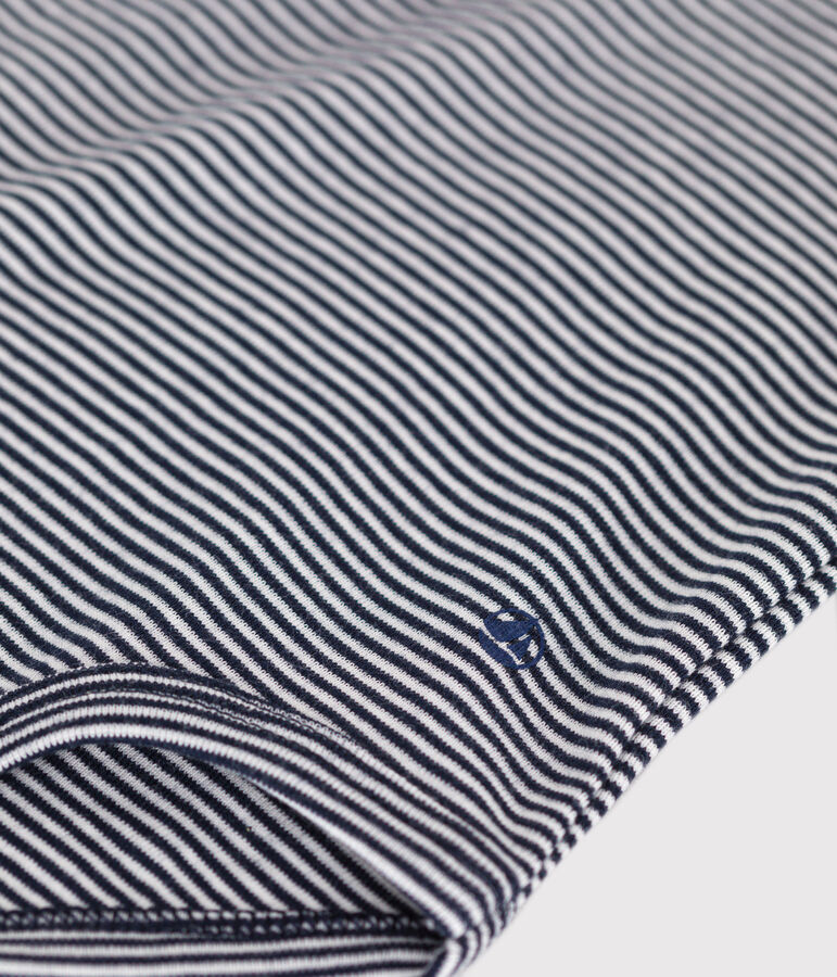 Body con colletto a polo in cotone a righe neonato blu/bianco