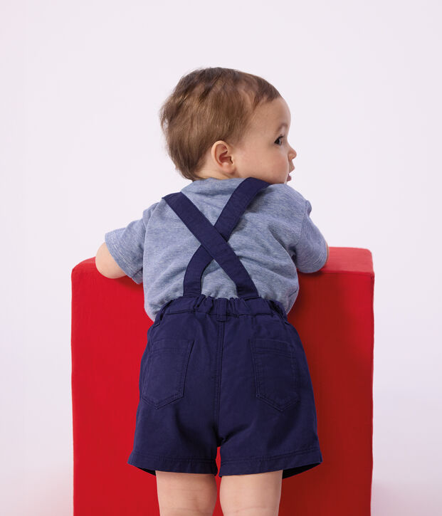 T-shirt a maniche corte in cotone a righe neonato blu/bianco