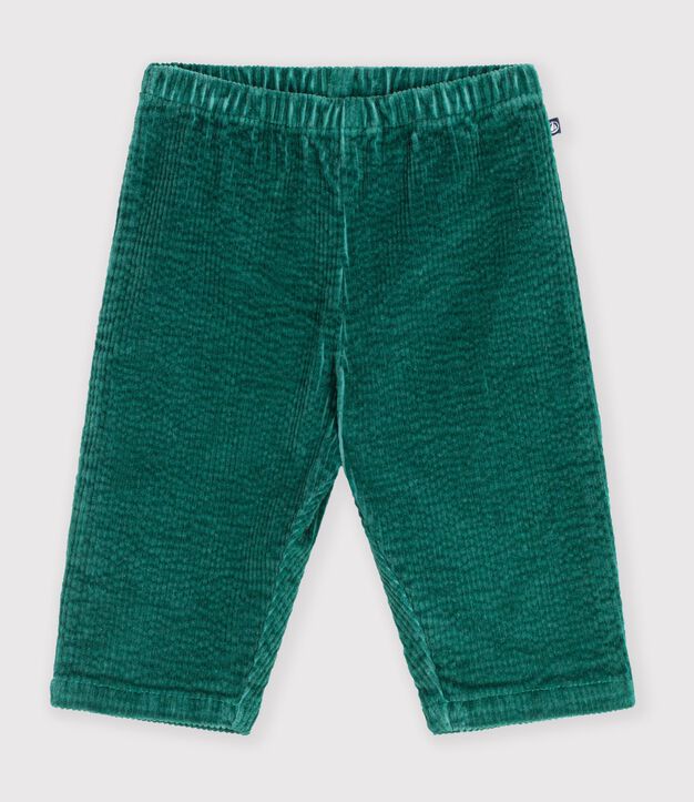 Pantaloni in velluto tinta unita neonato verde