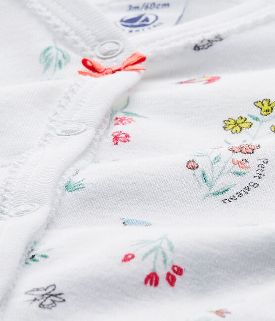 Tutina bebè bambina stampata bianco ECUME/bianco MULTICO