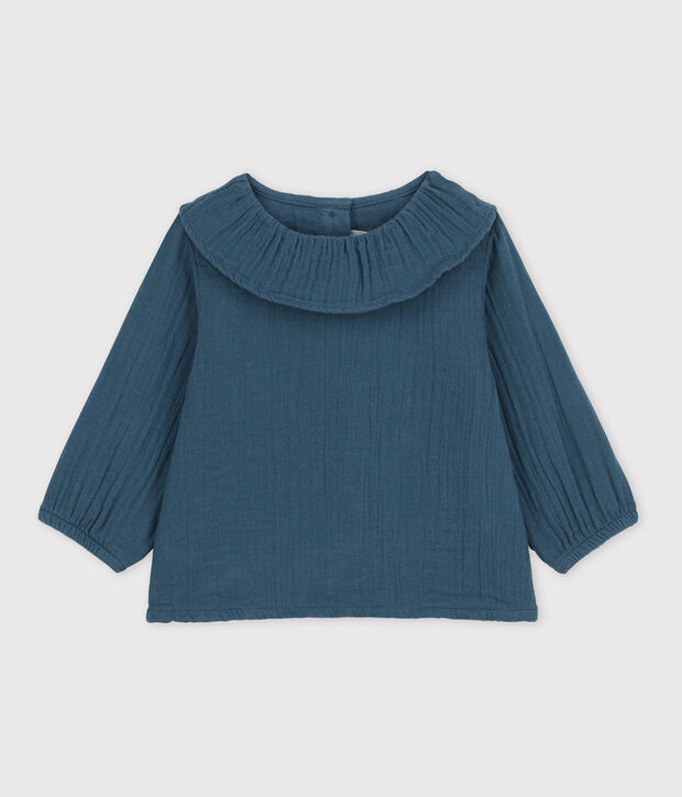 Blusa a maniche lunghe in garza di cotone per neonati grigio