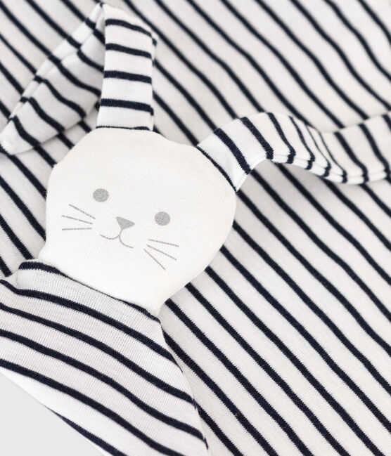 Doudou marinière in cotone bianco MARSHMALLOW/blu SMOKING