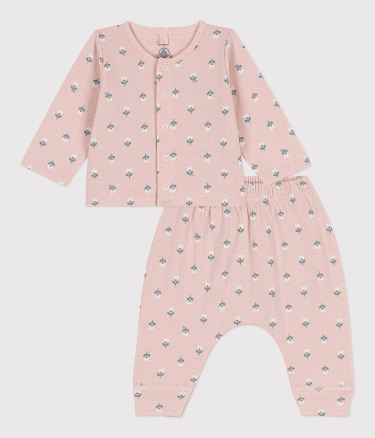 Completo beb&egrave; in tubique stampato rosa/multicolore