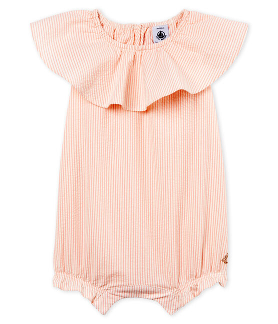 Tutina corta bambina a righe bianco MARSHMALLOW/rosa ROSAKO