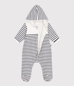 Tutina imbottita con cappuccio e piedini a righe neonato bianco MARSHMALLOW/blu SMOKING