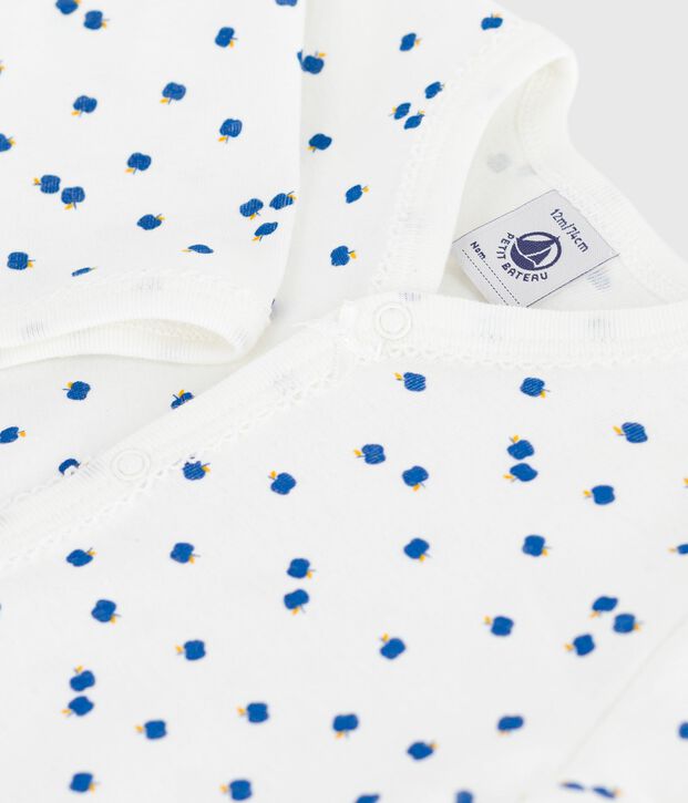 Pigiama senza piedini in cotone stampato neonato bianco/multicolore