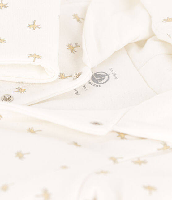 Tutina lunga bebè in cotone ovatta con cappuccio bianco MARSHMALLOW/bianco MULTICO