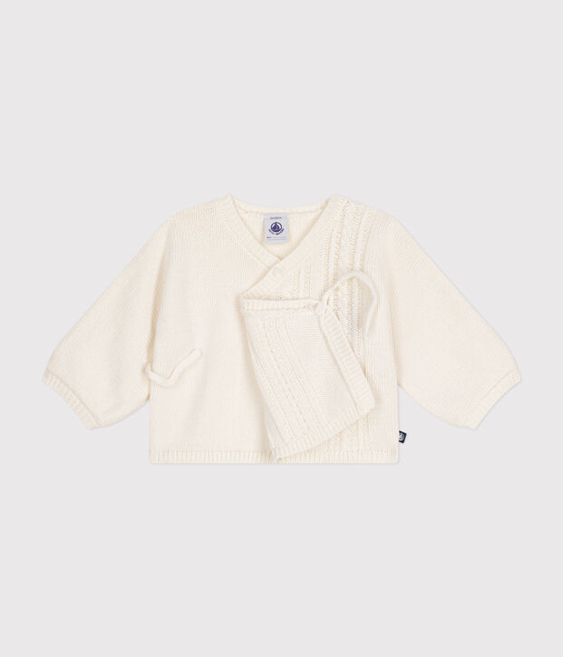 Cardigan in lana e cotone neonato bianco