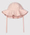 Cappellino in seersucker a righe bebè. rosa PAPAYE/ MARSHMALLOW