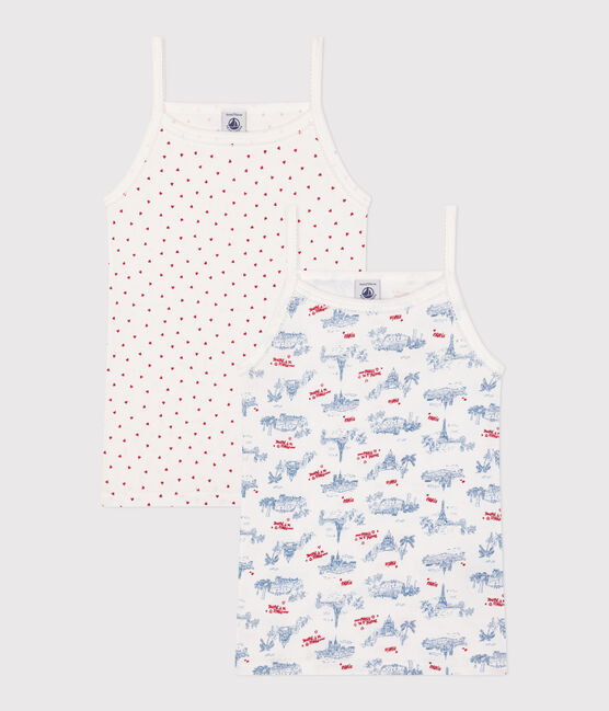 Set di 2 canotte con spalline sottili in cotone con stampa Parigi bambino variante 1