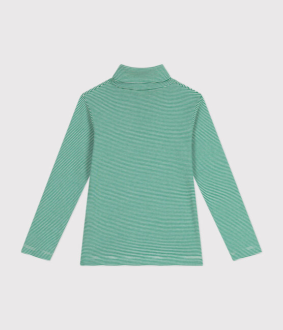 Dolcevita a righe in cotone bambino unisex verde JARDIN/ MARSHMALLOW