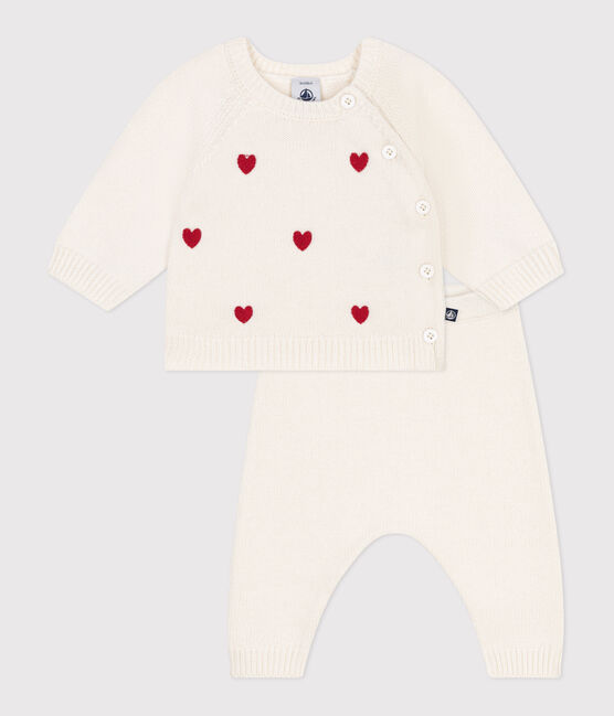 Set 2 pezzi in maglia con cuori ricamati neonato rosso MARSHMALLOW/ POMPEI