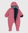 Tutina imbottita in poliestere tinta unita neonato rosa
